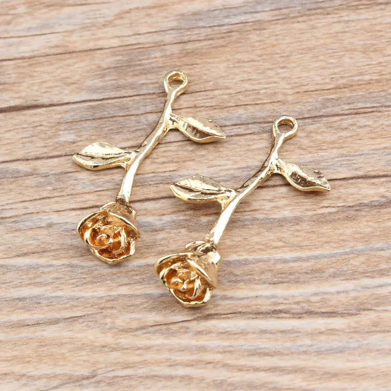 10 шт./лот Новое поступление золотистого цвета тон цветок розы Очаровательные