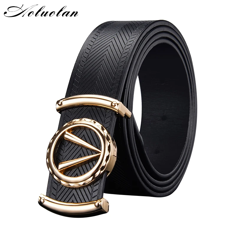 

Aoluolan luxus echtes leder mner frauen grtel Die neueste qualitt der besten V schnalle mode damen