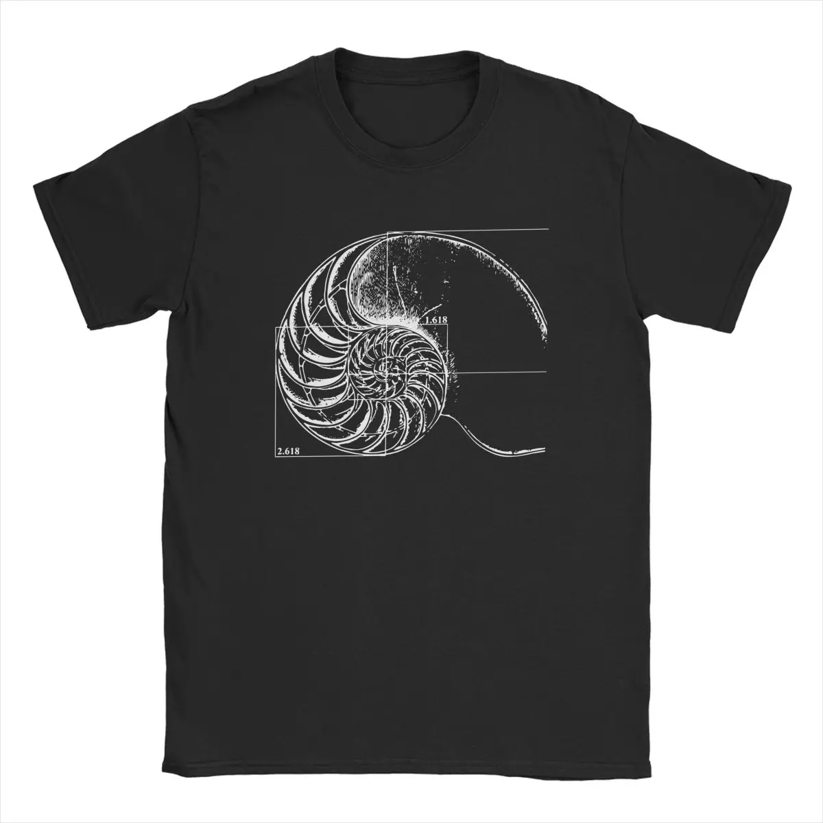 Мужская футболка Fibonacci On A Nautilus Shell Crazy из чистого хлопка с короткими рукавами