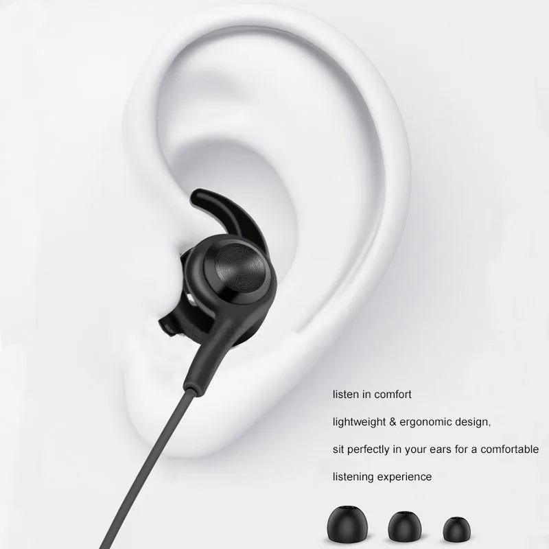 Беспроводные наушники FOOVDO Bluetooth V5.0 водонепроницаемые спортивные со встроенным