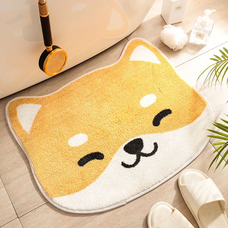

Bathroom Door Entrance Mat Shiba Inu Dog Cat Bath Rug Bathroom Non-Slip Toilet Mat Entrance Door Absorbent Anti-slip Door Mat