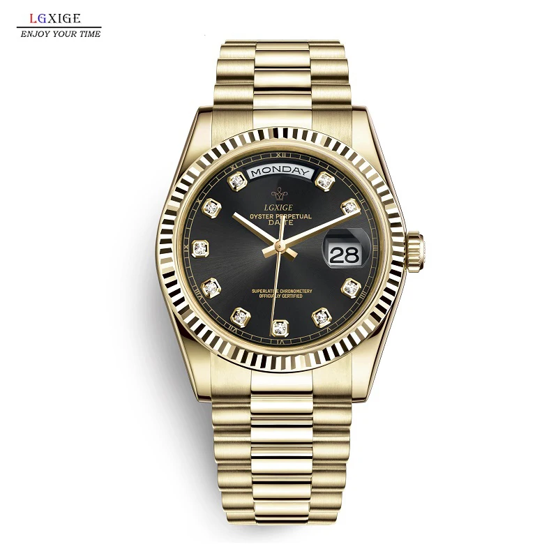 Часы наручные мужские кварцевые с бриллиантами под золото 2020 пробы|Кварцевые