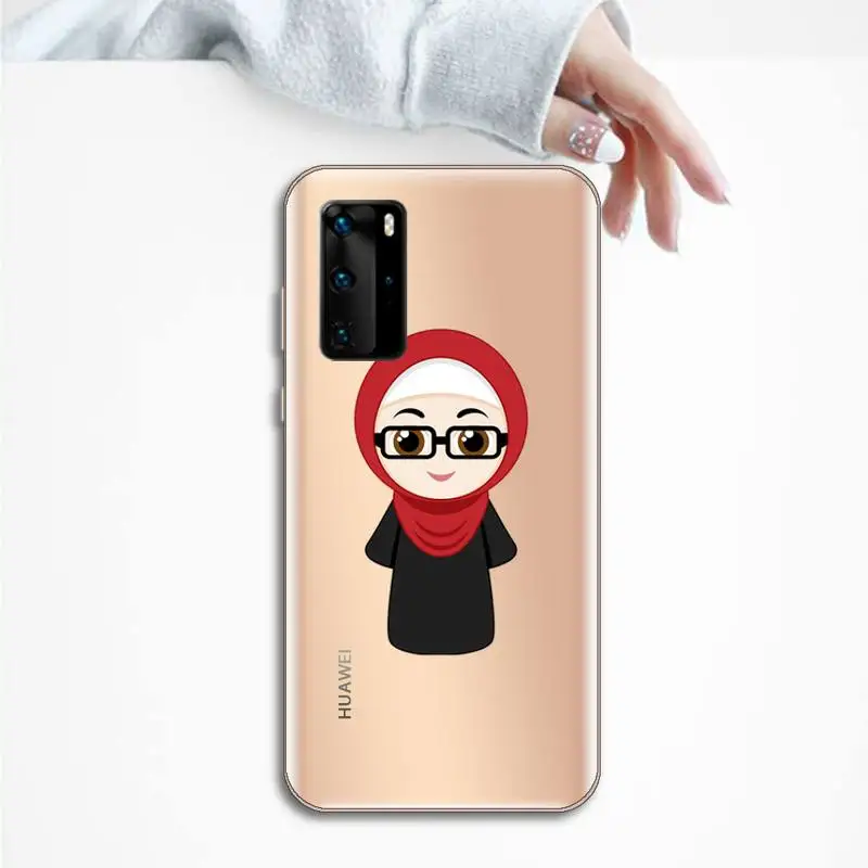 

Muslim Islamic Arabic Hijab Face Gril lovely Phone Case Transparent for Huawei P honor 8 10i 20 30 40 smart 2019