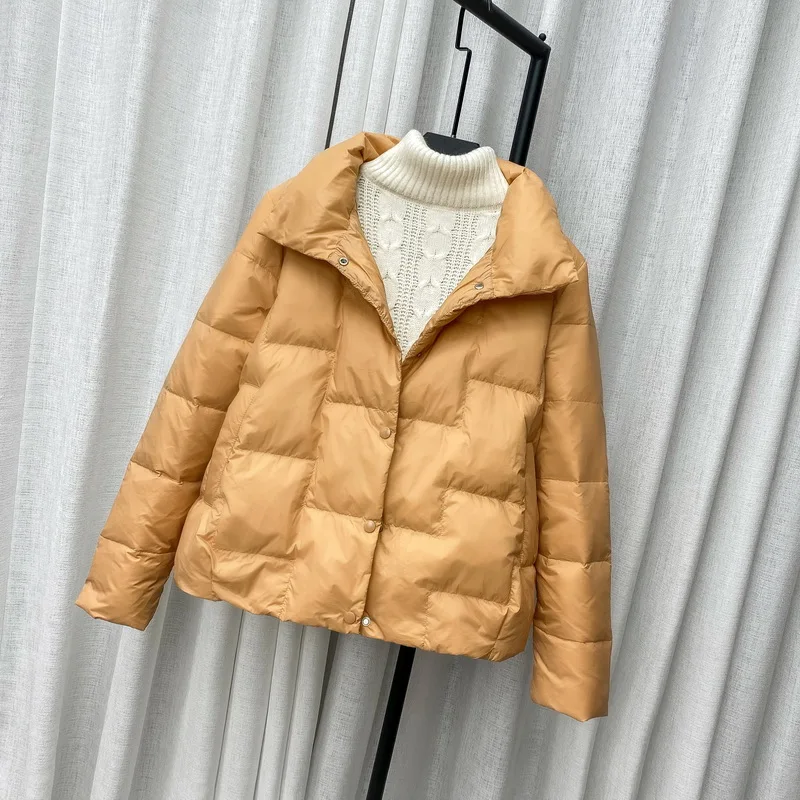 

2021 Autumn And Winter New Stand-up Collar Lightweight Down Jacket Women Winter Loose And Versatile Warm White Duck Down Jacket