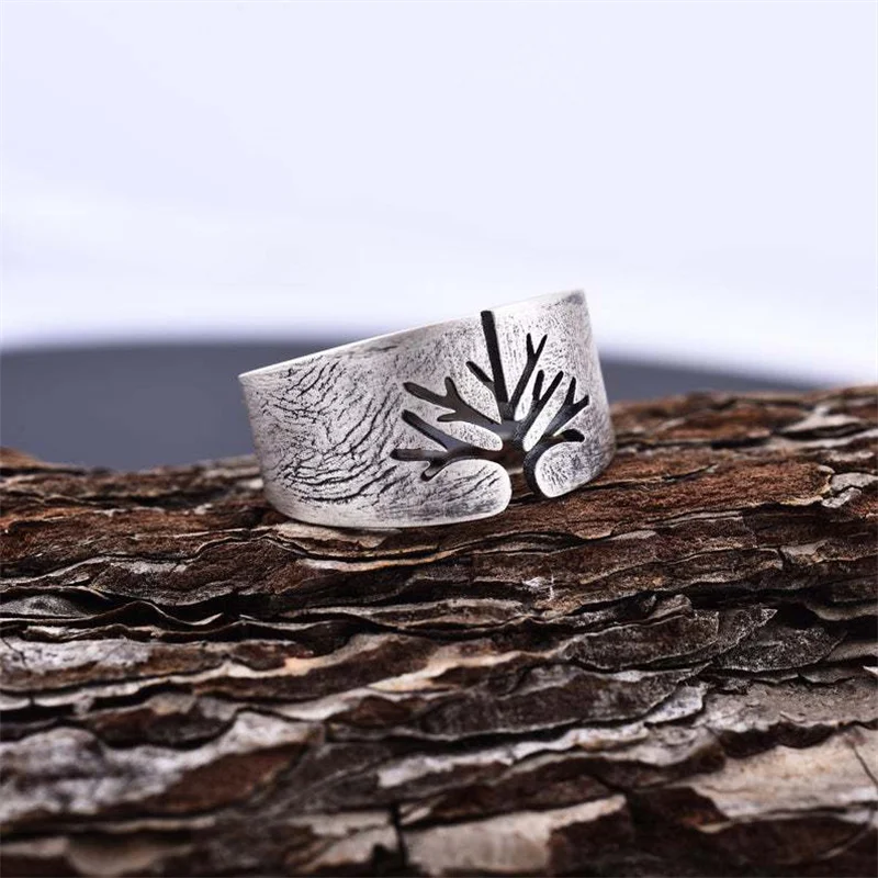 

New fashion jewelry tree of life ring retro trend male stainless steel ring tree of life ring jewelry gift wholesale