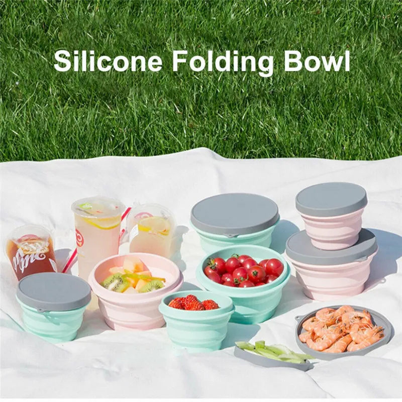 Переносная Складная Силиконовая дорожная коробка для пикника 750 мл|Столовые