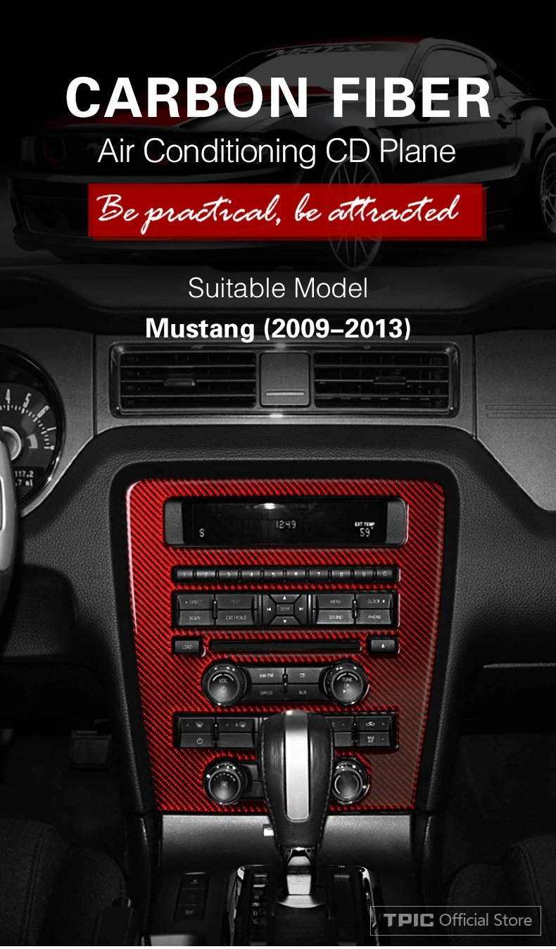 TPIC Автомобиль Стайлинг Для Ford Mustang 2009-2013 внутреннее покрытие автомобиля стикер отделка центр управления CD панель украшения авто аксессуары