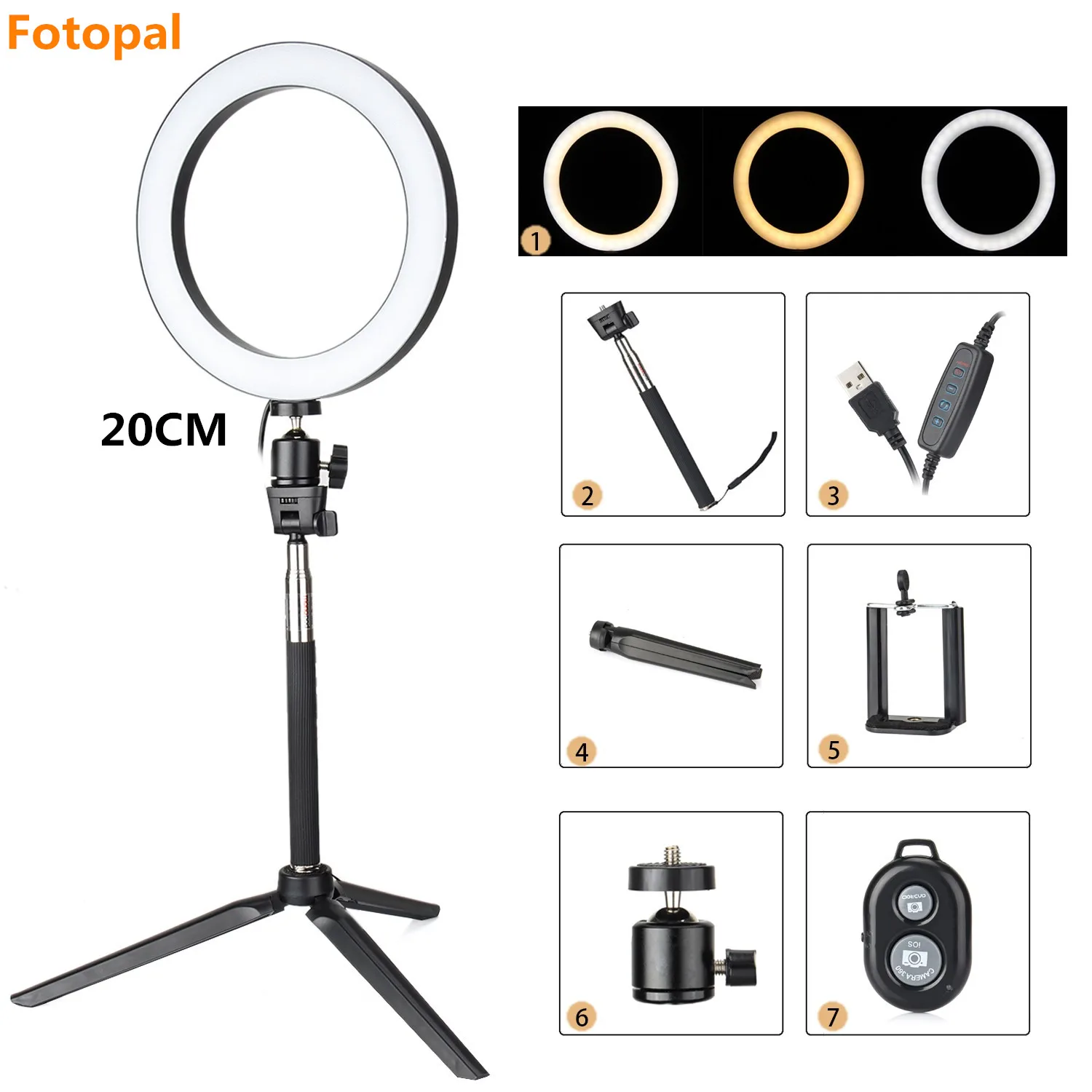 Светодиодный мини кольцевой светильник с регулируемой яркостью лампа для
