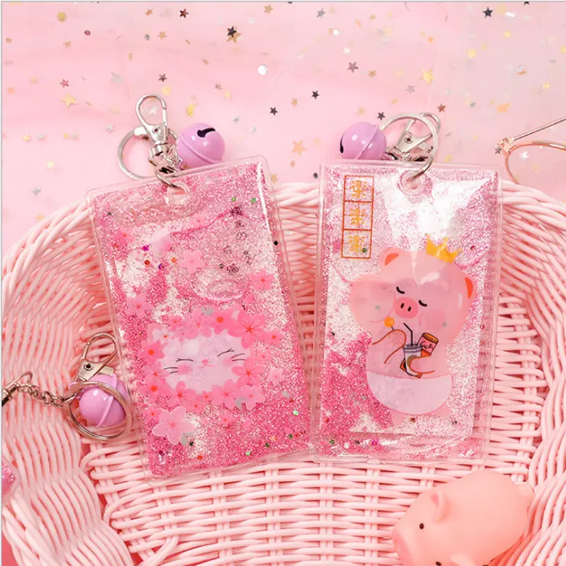 Зыбучие пески брелок с жидкостью карты Чехол банк Кредитная карта Держатели