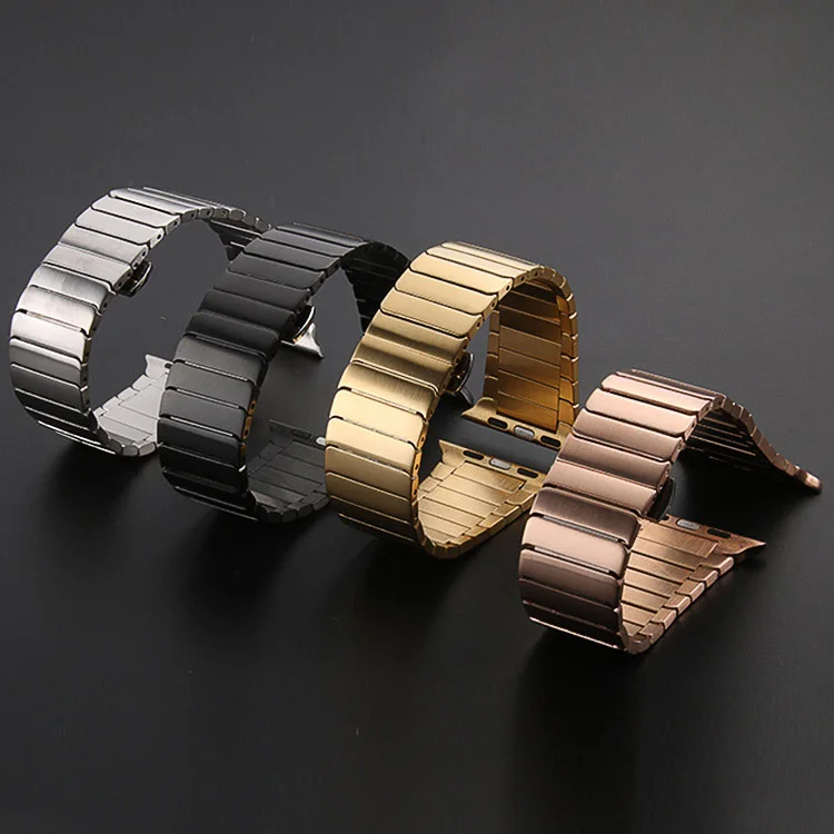 Роскошный звеньевой браслет из нержавеющей стали для apple watch band 44 мм 42 40 38 iwatch Series 5