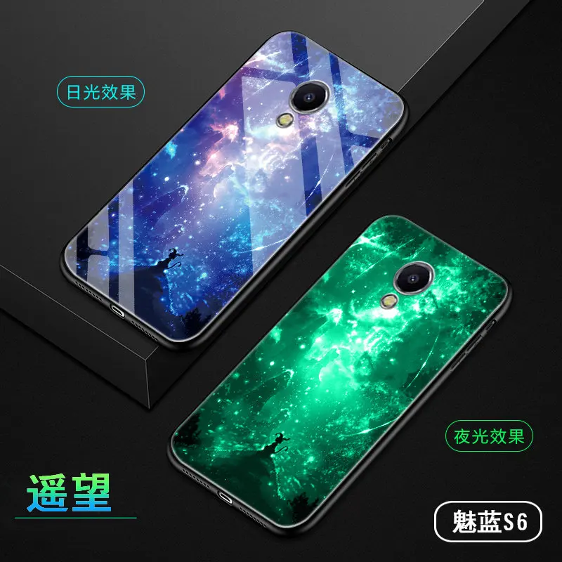 Phone Case For Meizu M5 Note Luminous Tempered Glass Back Cover Silicone ShockProof Bag | Мобильные телефоны и аксессуары