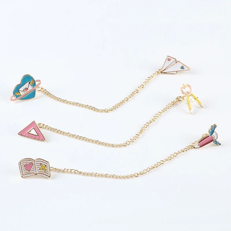 Эмалированные булавки с милыми кисточками на цепочке броши в форме летательного