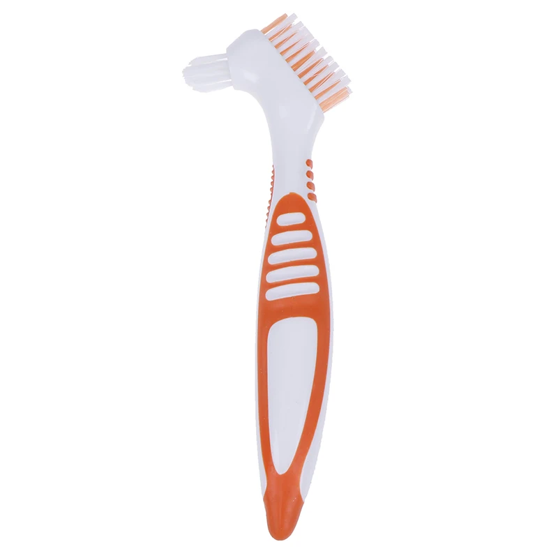 

Multi-Layered Bristles False Teeth Brush Denture Cleaning Brush Oral Care Tool Bristles & Ergonomic Rubber Handle