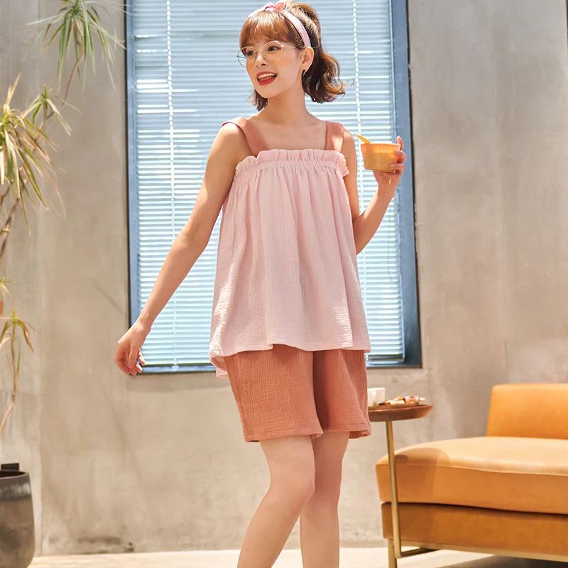 Пижама на бретельках женская летняя Камея паста Новинка 2021 популярный в