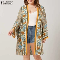 summer bohemian cardigan plus size zanzea women floral printed long sleeve blouse kimono vintage shirt tunic female tops l 5xl