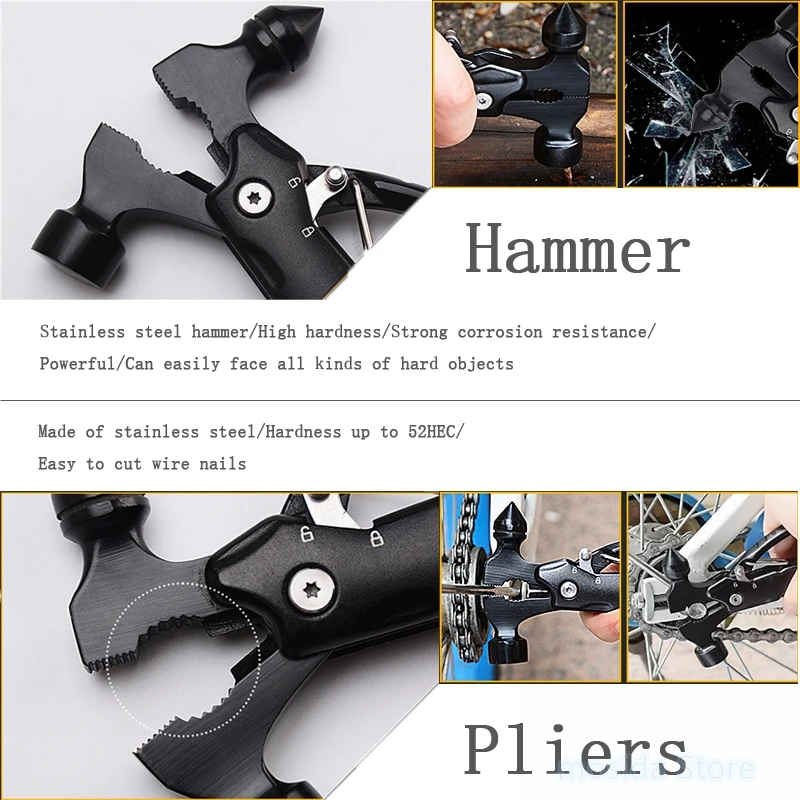 

48pcs EDC multipurpose tool, the hammer and the tool knife clamp multipurpose tool kit for survival outdoor camping equipment
