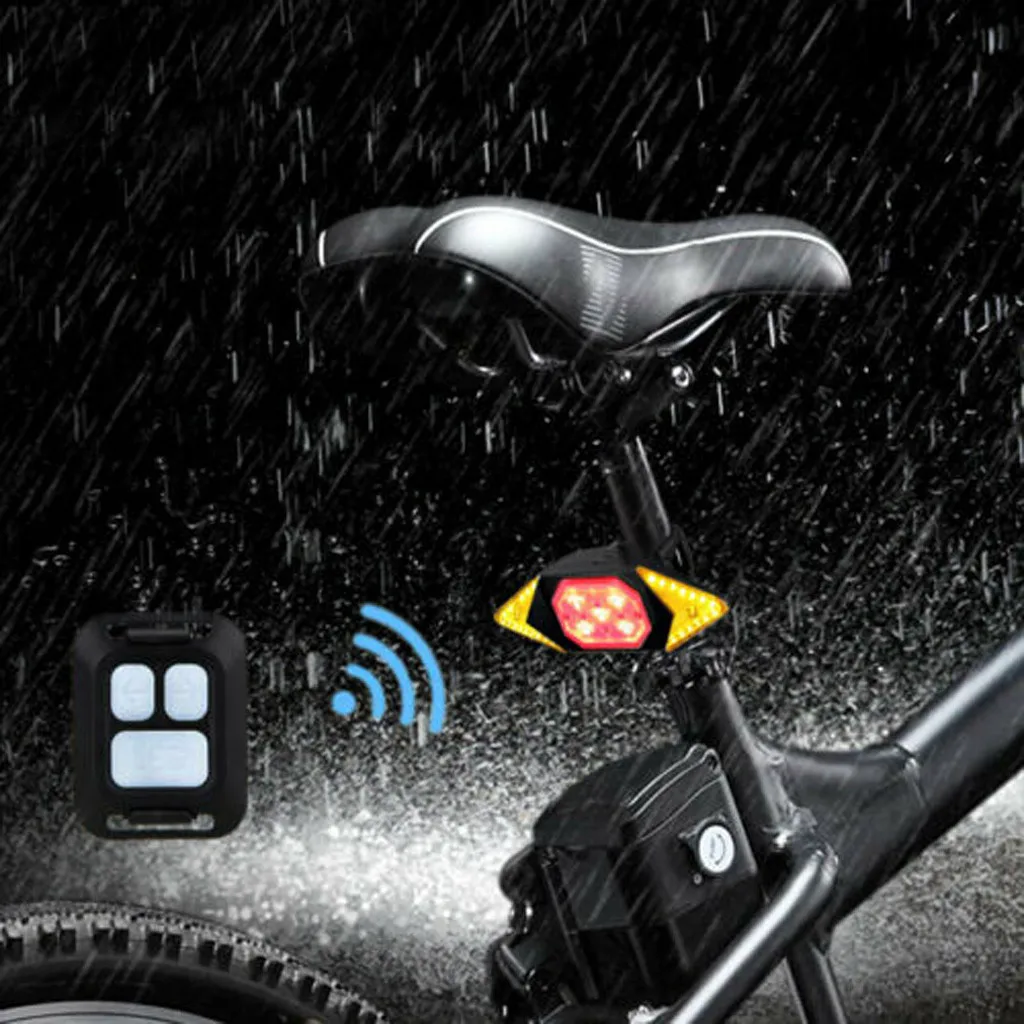 

Smart Bike Turning Signal Cycling Taillight Intelligent Usb Bicycle Rechargeable Rear Light Remote Control Led Warning Lamp#40