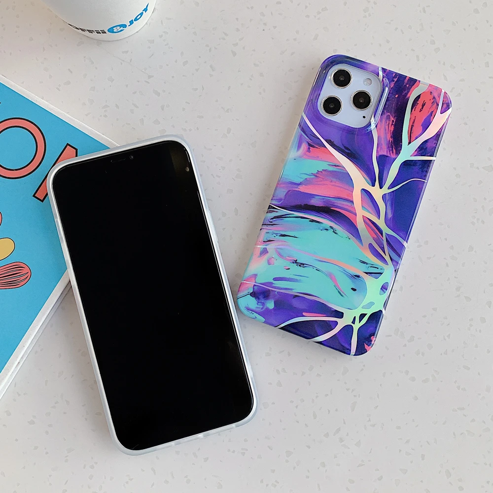Чехол для телефона LOVECOM Dream Laser Line Marble iPhone 12 Mini 11 Pro Max XR X XS 7 8 Plus мягкий чехол задней