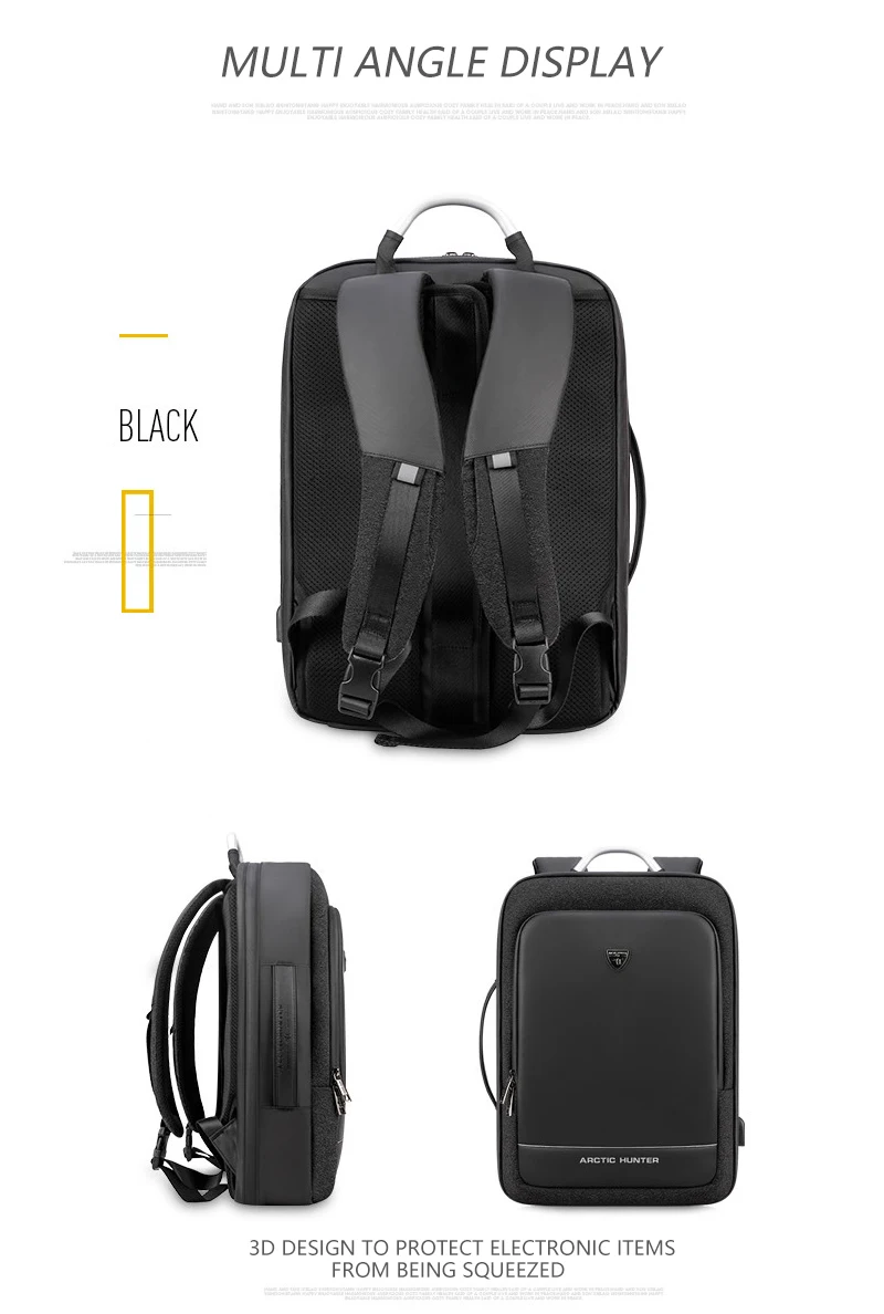 ARCTIC HUNTER 40L большой емкости мужские расширяемые рюкзаки usb зарядка Мужские 17 дюймов сумки для ноутбука Водонепроницаемый Бизнес Дорожная сумка