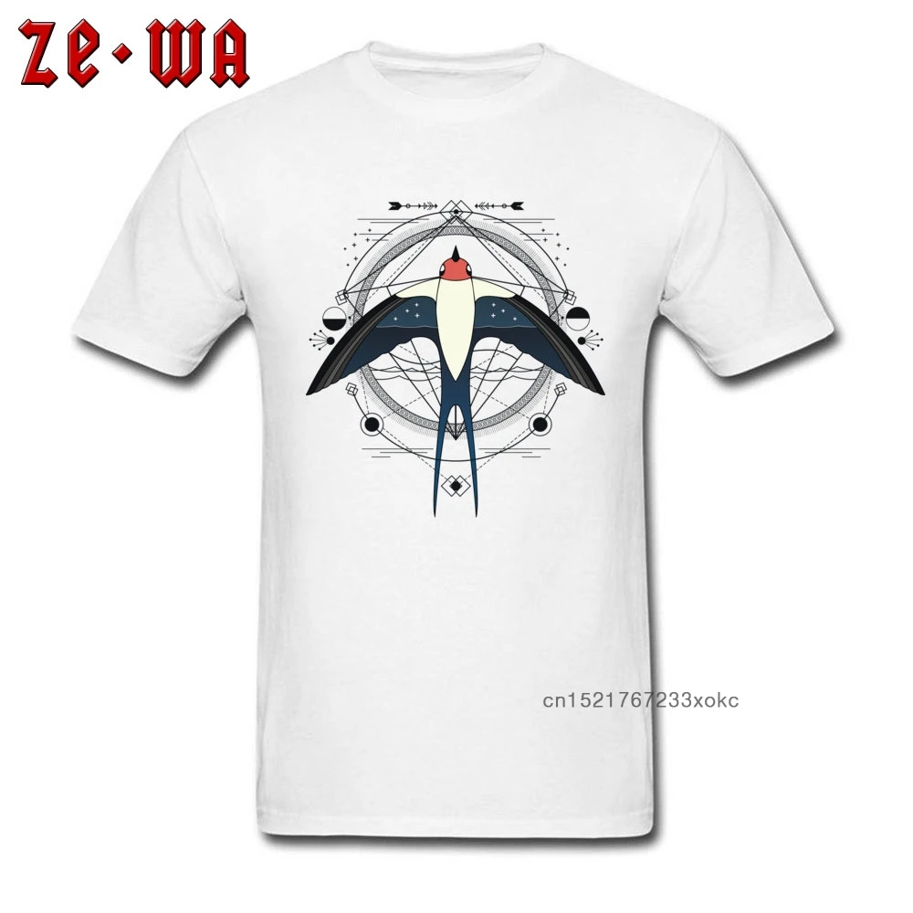 

Tops & Tees Gift Tee Shirts Oversized Men T-shirts Colored Geometric Swallow Boho Style Art Design Clothes Adult Cotton Tshirt