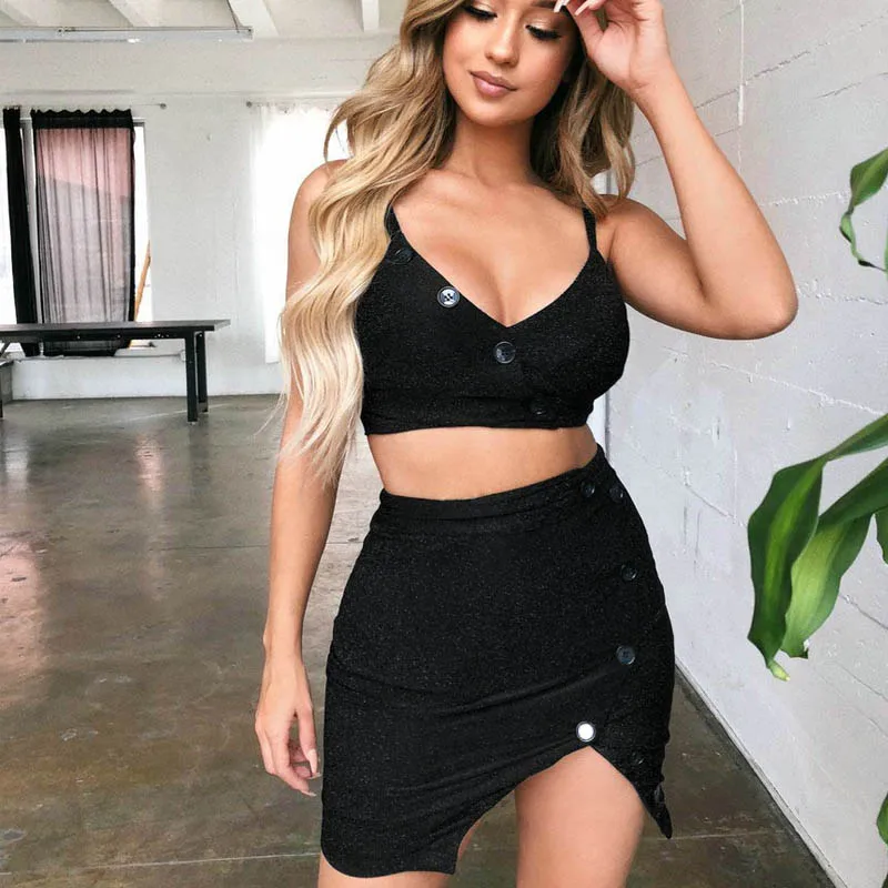 Женский комплект из двух предметов Сексапильный топ на бретельках без рукавов