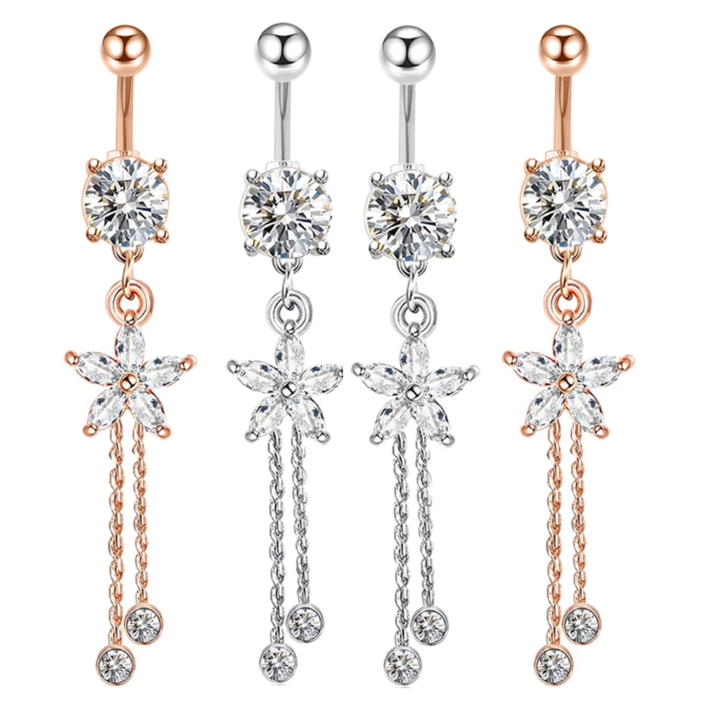 

Кольцо для пирсинга живота из хирургической стали с бабочкой, 14G, бриллиантовый пирсинг для пупка с кристаллами, пикантный цветочный пирсинг для пупка, Лот