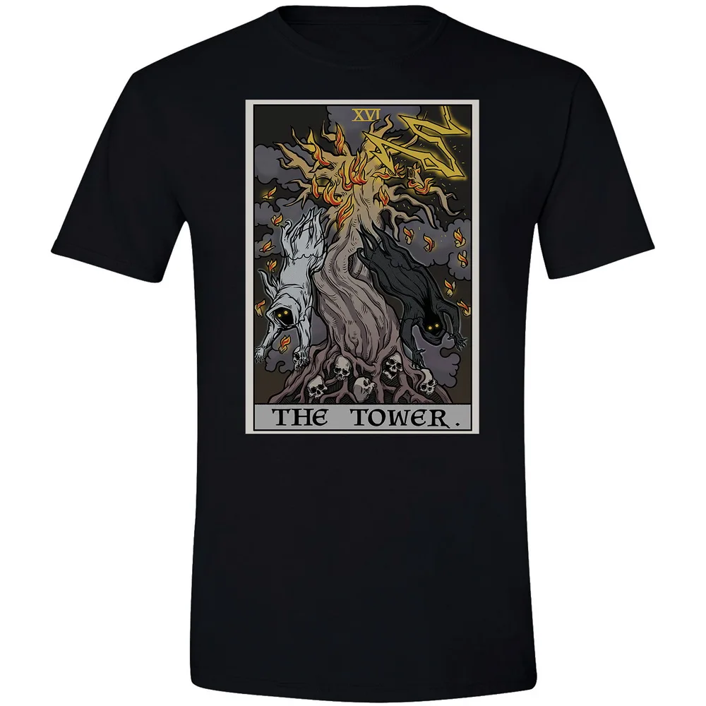 Футболка с изображением башни Таро карты Хэллоуин скелет призраки жуткое Древо