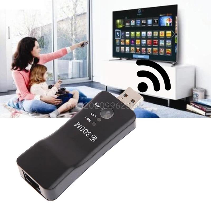 

300M USB WiFi Range Extender Wireless Smart TV Network Adapter RJ45 WPS Repeater