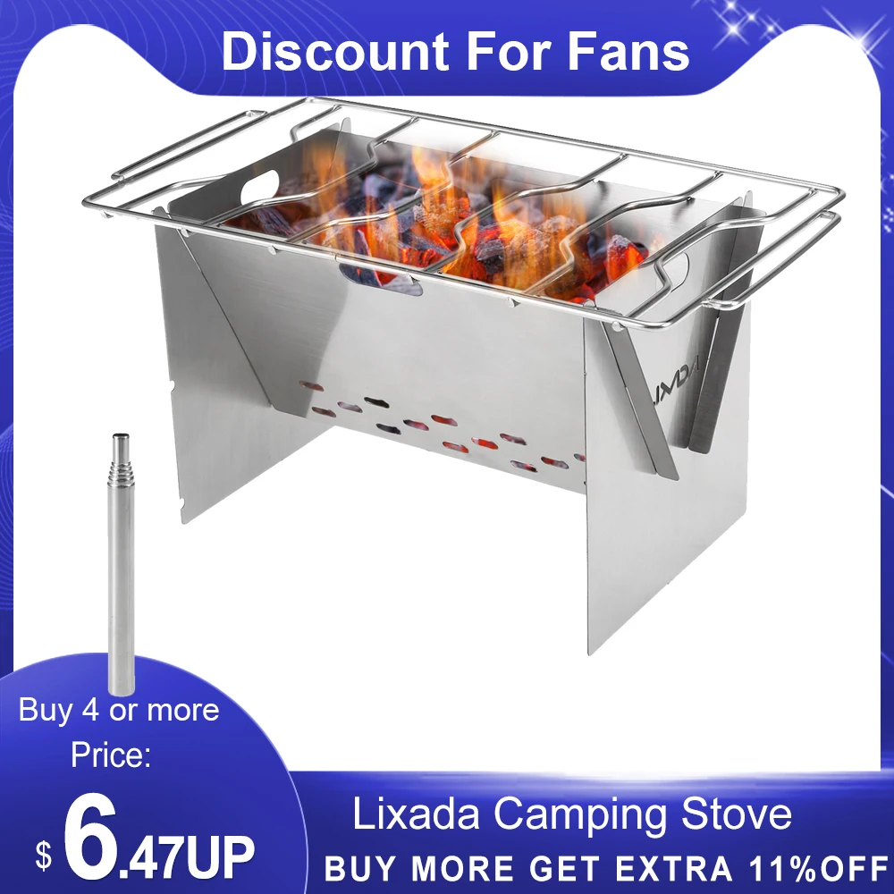 Печи Lixada для кемпинга портативная складная печи из нержавеющей стали