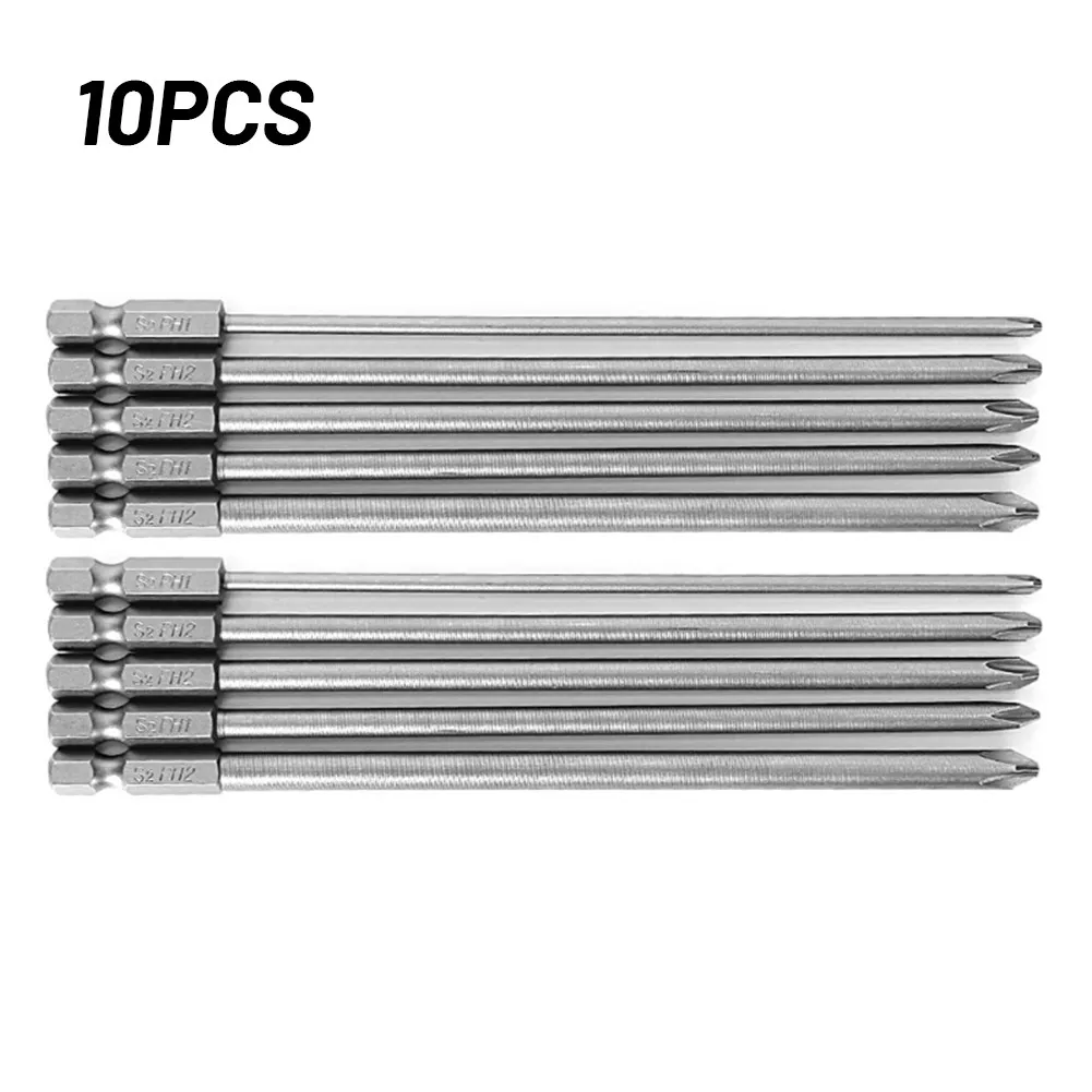 

10Pcs 1/4'' 150mm Long S2 Magnetic Cross Head PH1 PH2 Electric Screwdriver Bit