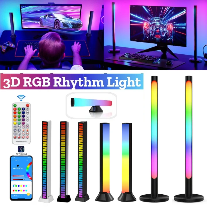 

1/2PCS Colorful Sound Control Light USB/Rechargeable Battery APP Control LED Voice-Activated Pickup Rhythm Strip Ambient Lamp