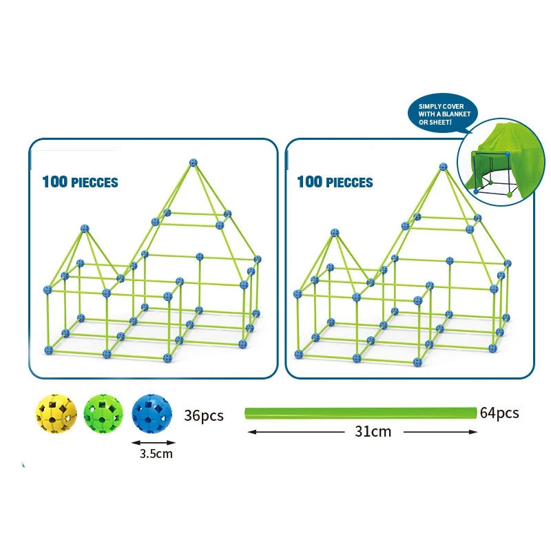 

Kids Fort Building Castles Tunnels Tents Kit DIY 3D Glow in the Dark