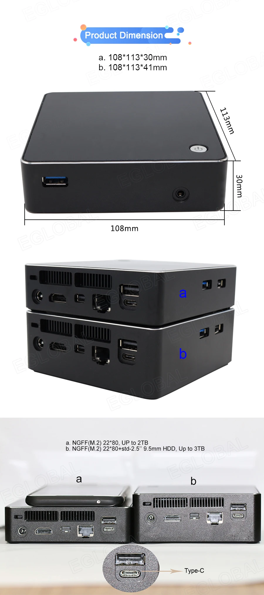 EGLOBAL 8-го поколения Intel Core i7 8250U Мини ПК четырехъядерный 8 МБ кэш NUC компьютер макс 32 Гб DDR4 2* USB3.0, 2* USB2.0