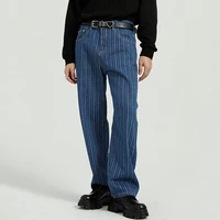 dimi mens spring autumn new korean style personalized trend striped straight wash jeans vintage streetwear trousers