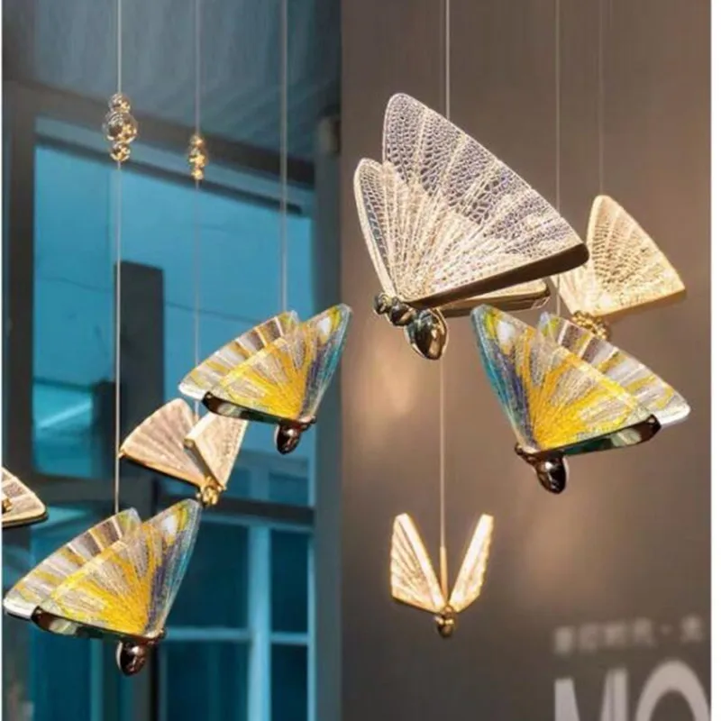 Подвесной светильник в виде бабочки современное светодиодное освещение для