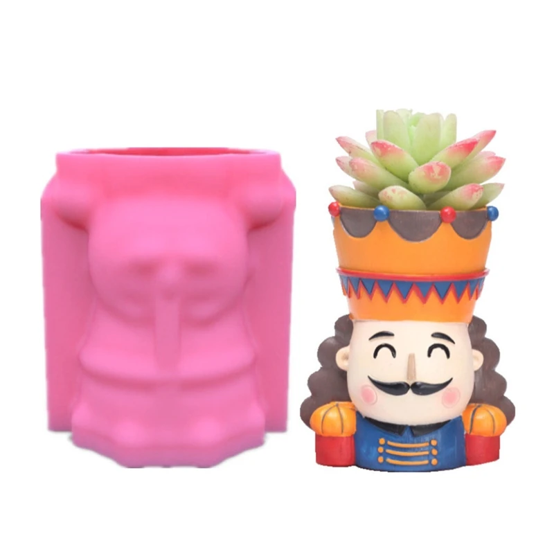 

King Queen Soldier European Style Flowerpot Epoxy Resin Mold Succulent Plant Pot Holder Concrete Plaster Silicone Mould A5KE