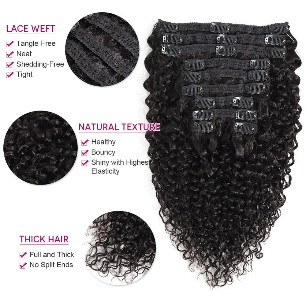 Fabc Hair перуанские вьющиеся волосы заколки для волос человеческие наращивания 10