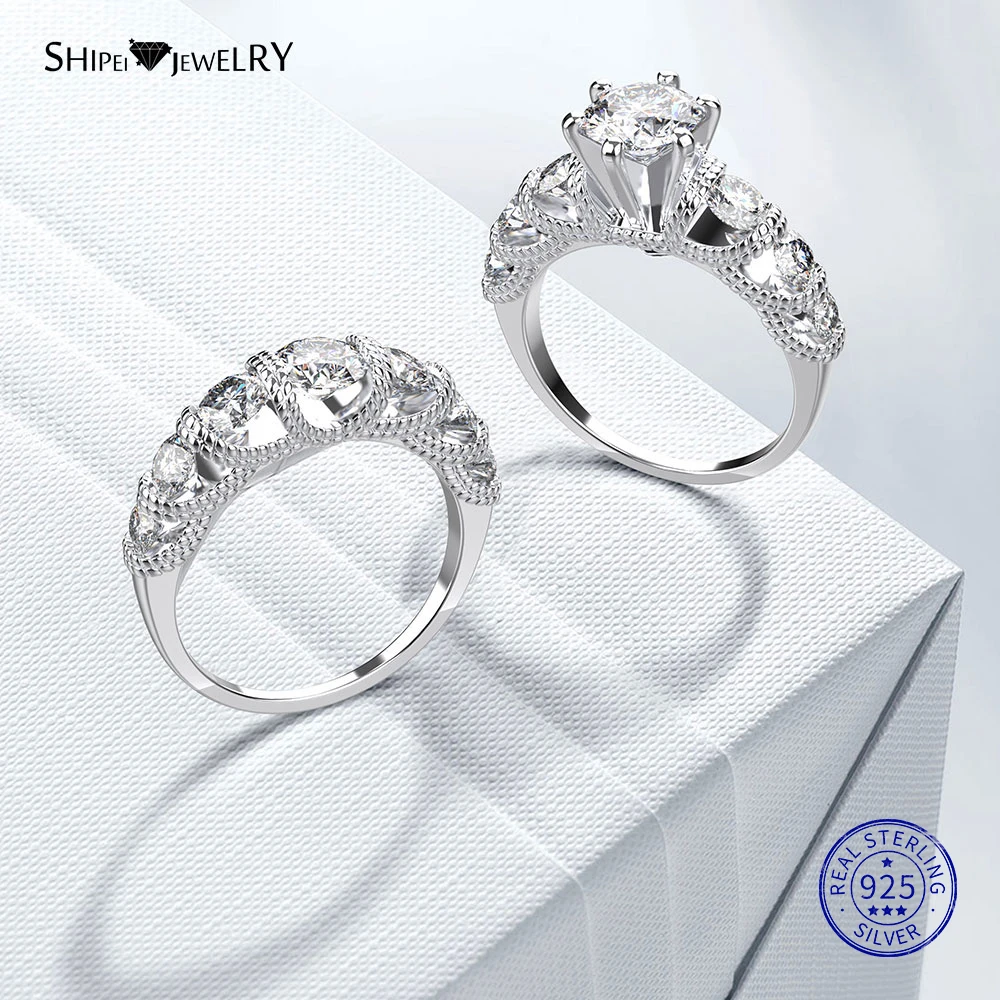 

Shipei 1ct Created Moissanite Rings Set for Women Couples Finegers Jewelry 925 Sterling Silver Wedding Engagement Ring Set