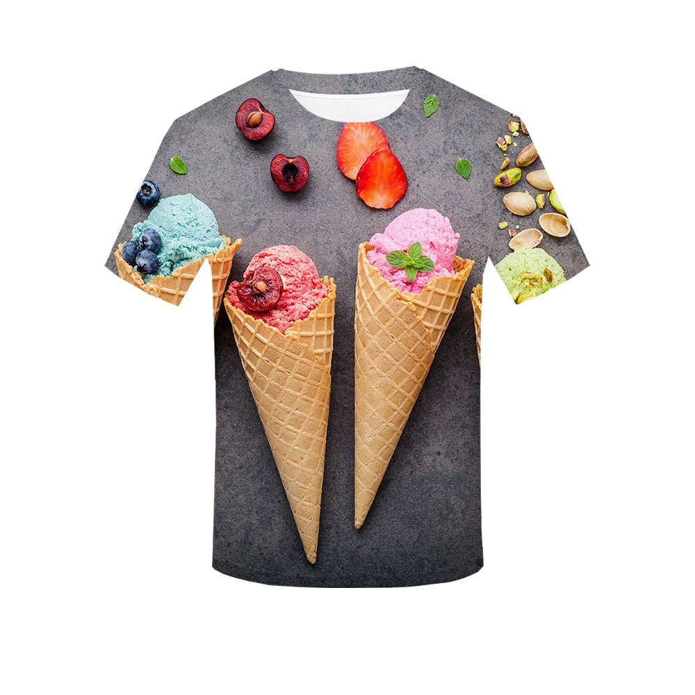 Футболка с 3D принтом мороженого забавная мужская/wo мужская летняя футболка