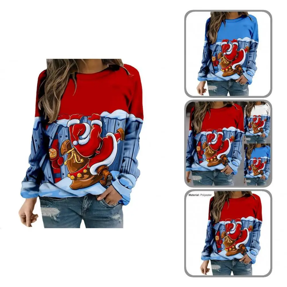 

Cute Lightweight Stretchy Gift Bag Patchwork Women Xmas Sweatshirt Ladies Clothing Pullover Sweatshirt Women Sweatshirt