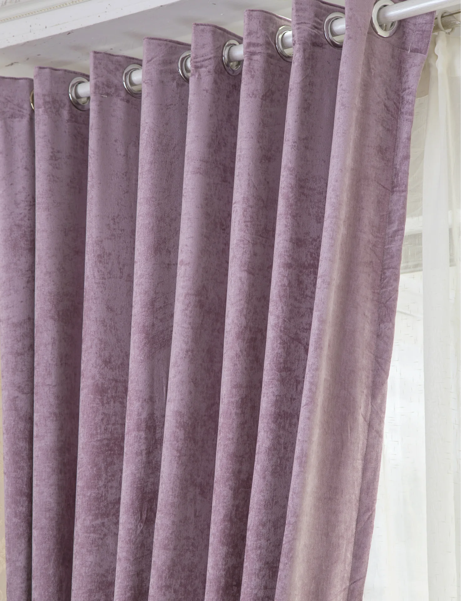 Шенильные занавески на окна для гостиной столовой спальни фиолетовые однотонные