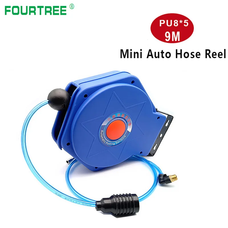 

9M Automotive Air Hose Reel Pneumatic PU Tube OD 8mm ID 5mm Retractable Telescopic Drum High Quality