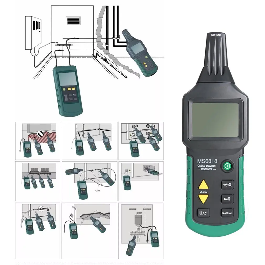 Professional MY6818 AC/DC 12-400V Cable Tester Tracker Finder Wire Short Circuit Breaker Fault Detector Metal Pipe Locator | Инструменты
