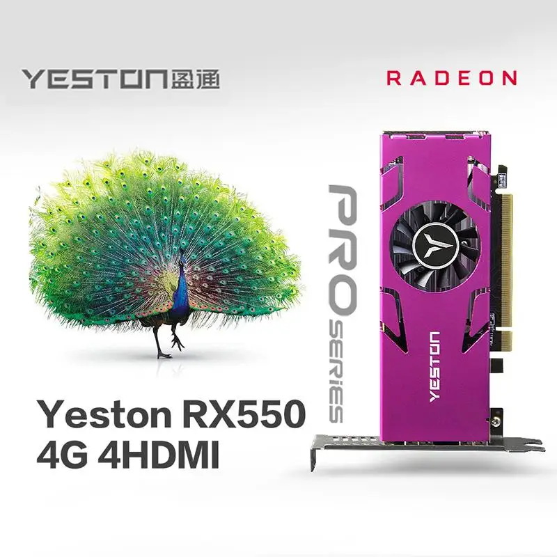 Günstig Yeston RX550-4G 4HDMI GA Grafikkarte 4G/128bit/GDDR5 1071MHz 6000MHz DirectX 12 Video Grafikkarte Für Computer