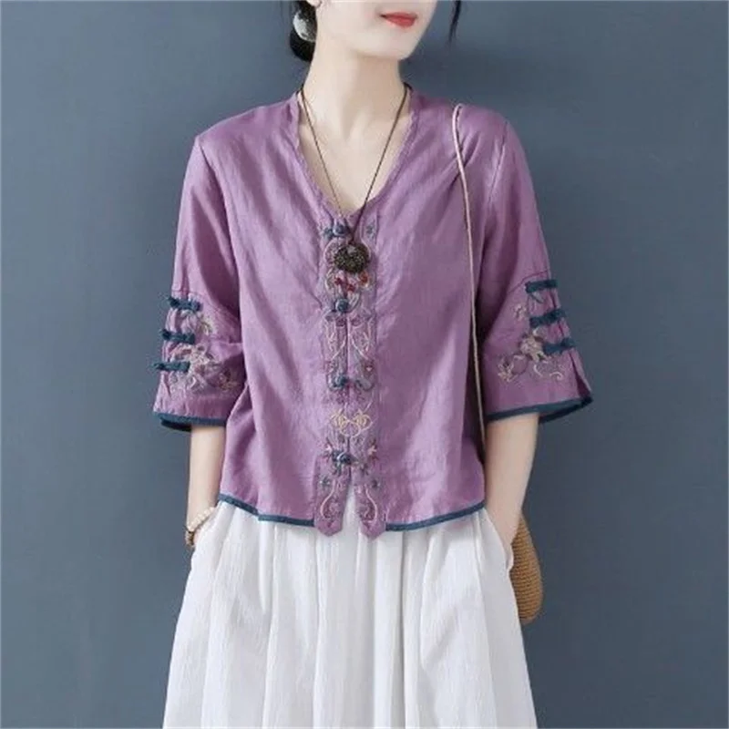 Винтажные Топы в китайском стиле традиционные костюмы для женщин свободная