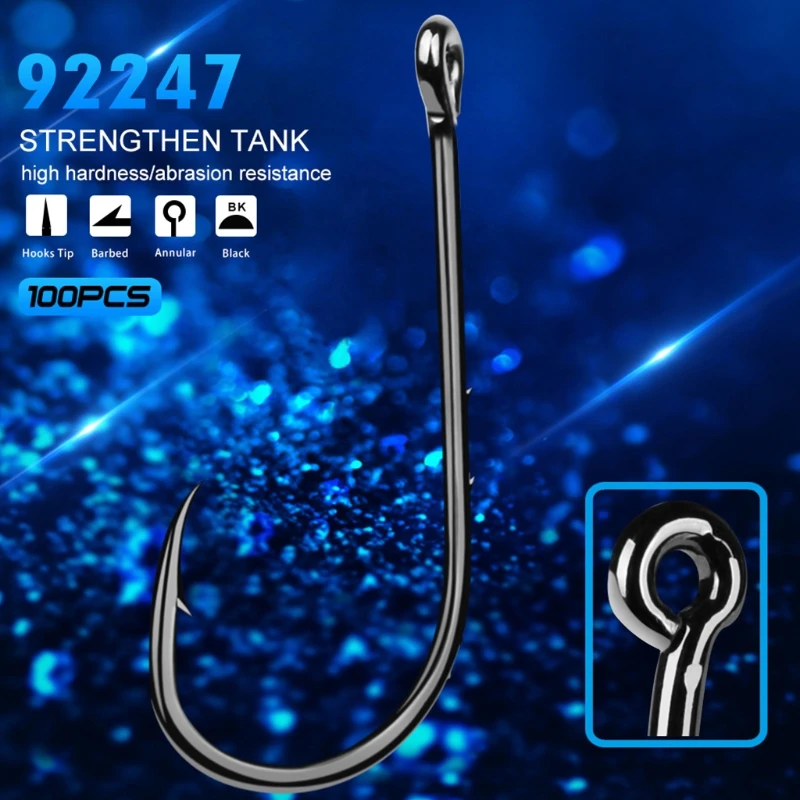 

100 Baitholder Fishhook Carp Fishing Hooks Jig Big Barbed Hook High Carbon Steel 448D