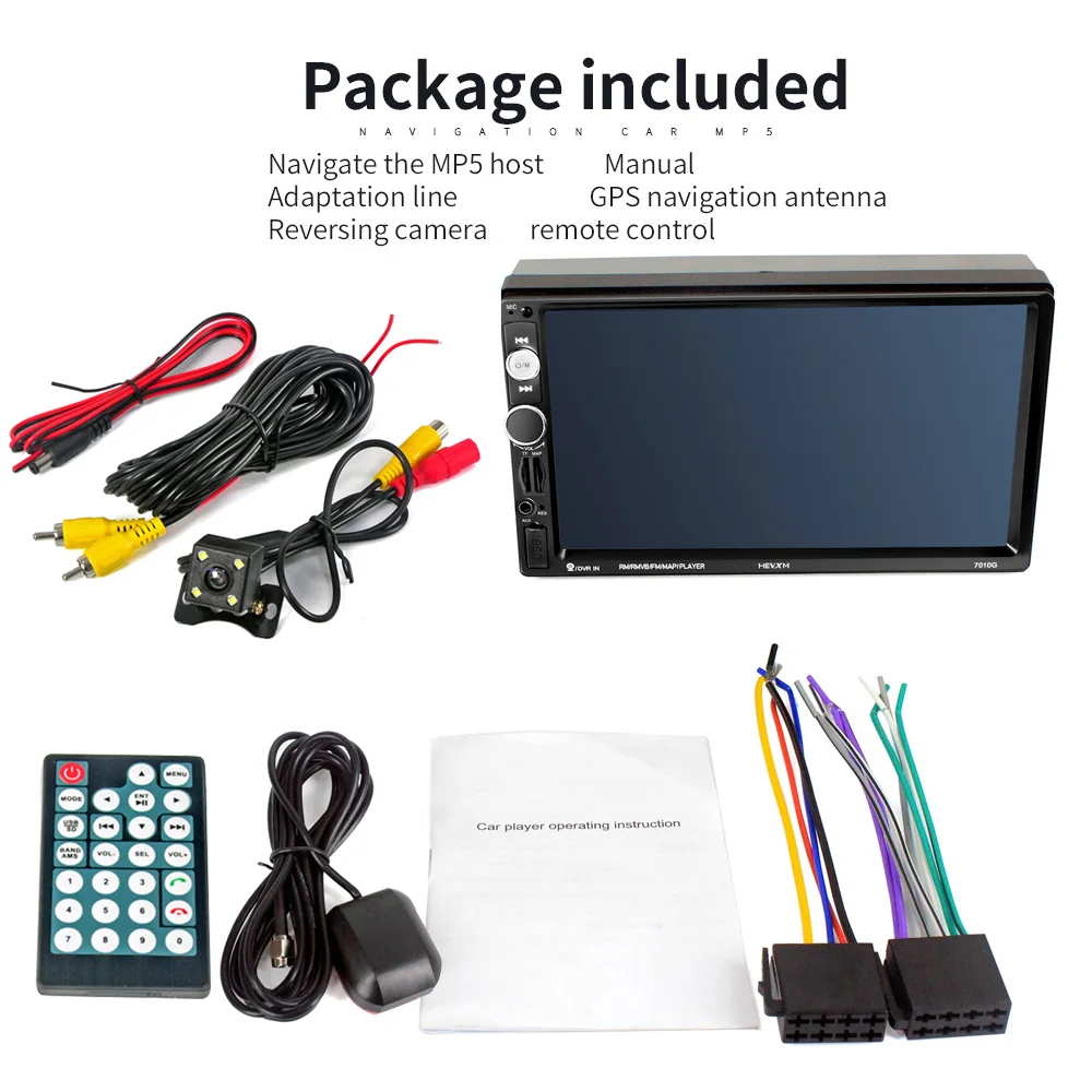 

7010G 2 Din Car Radio GPS Navigation Autoradio Bluetooth AUX USB MP3 Stereo Audio FM 2din Multimedia Player Camera