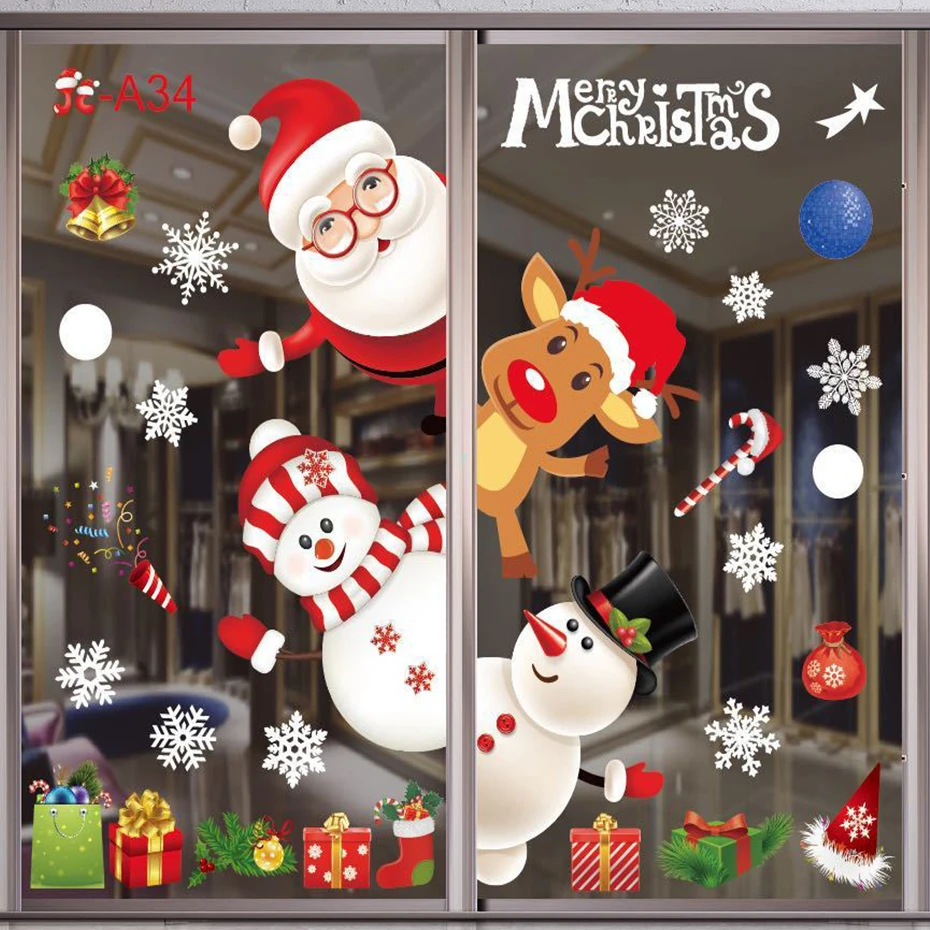 

Рождественские наклейки, рождественские украшения для окон, украшение для детской комнаты, домашний Рождественский подарок, Рождество, Нов...