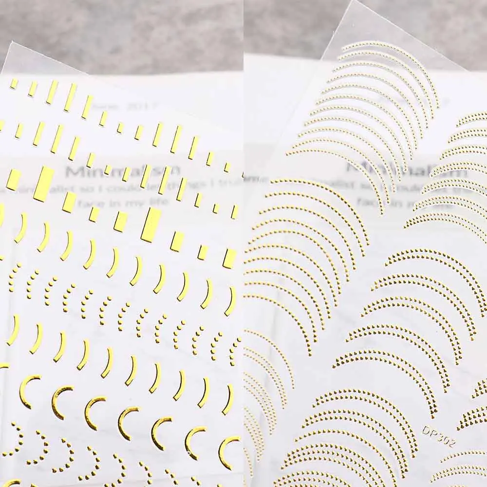 

NEW 3D Geometric Nail Stickers Gold Triangle Letters Butterfly Self Adhesive Sliders For Nails New Year Nail Art Design