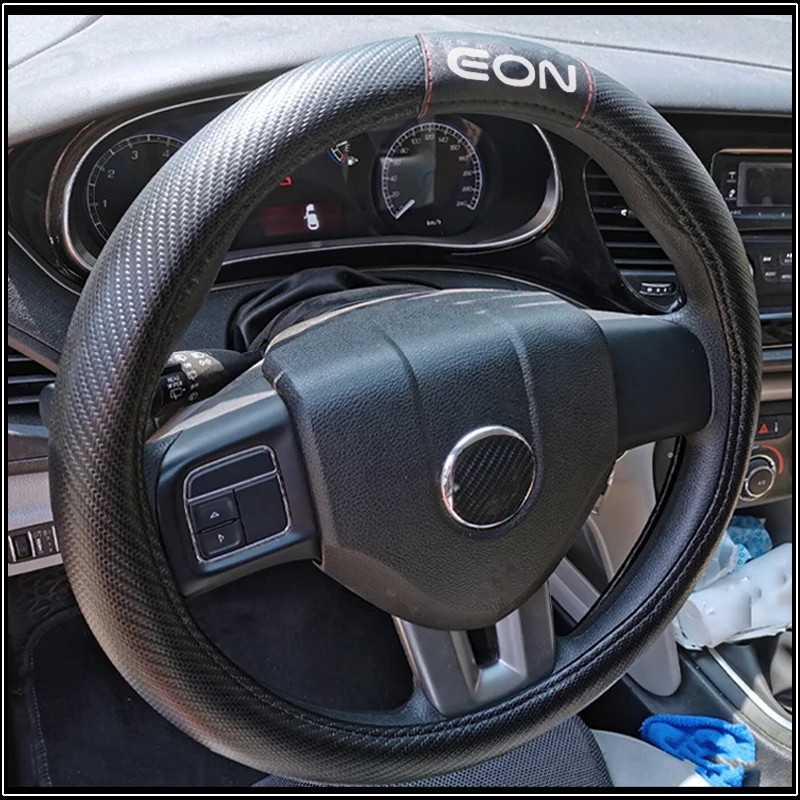 

Автомобильный руль для Hyundai EON 37 см-38 см из углеродного волокна, кожаный чехол рулевого колеса автомобиля, автомобильные аксессуары